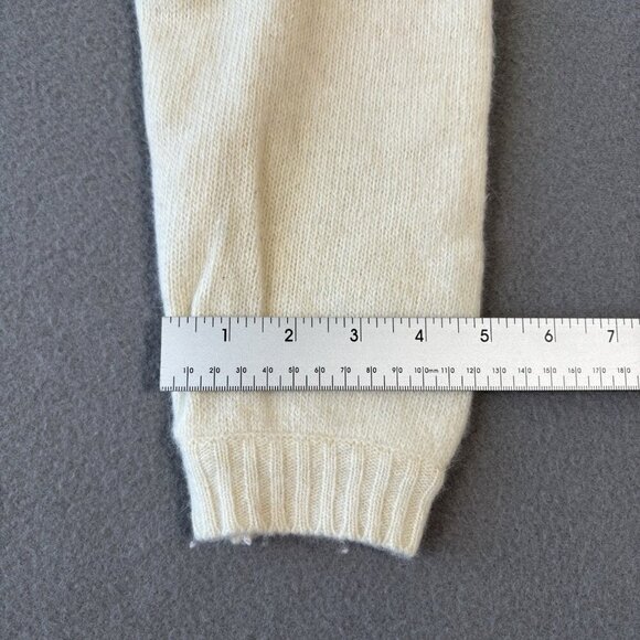 Vintage Emilio Rossi Lambswool Angora Sweater White Knitted Brown Leafs Sz M - Picture 10 of 13